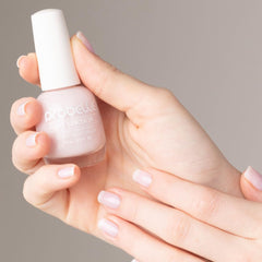 Closeup of Probelle formula highlighting pearlescent reflectors for luminous nails