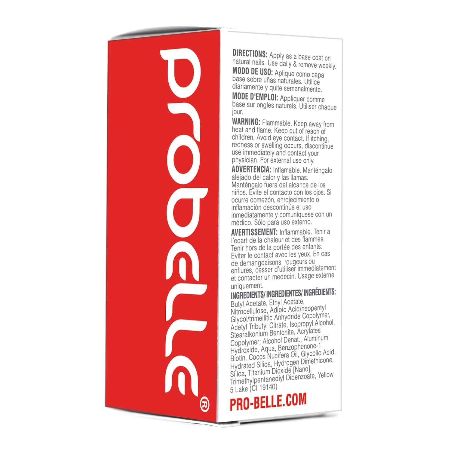Probelle Nail Hardener Formula 1 airtight cap supports long-lasting wear.