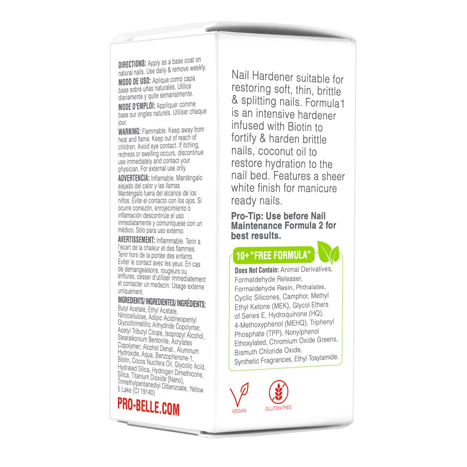 Probelle Nail Hardener Formula 1 made in USA label on tube.