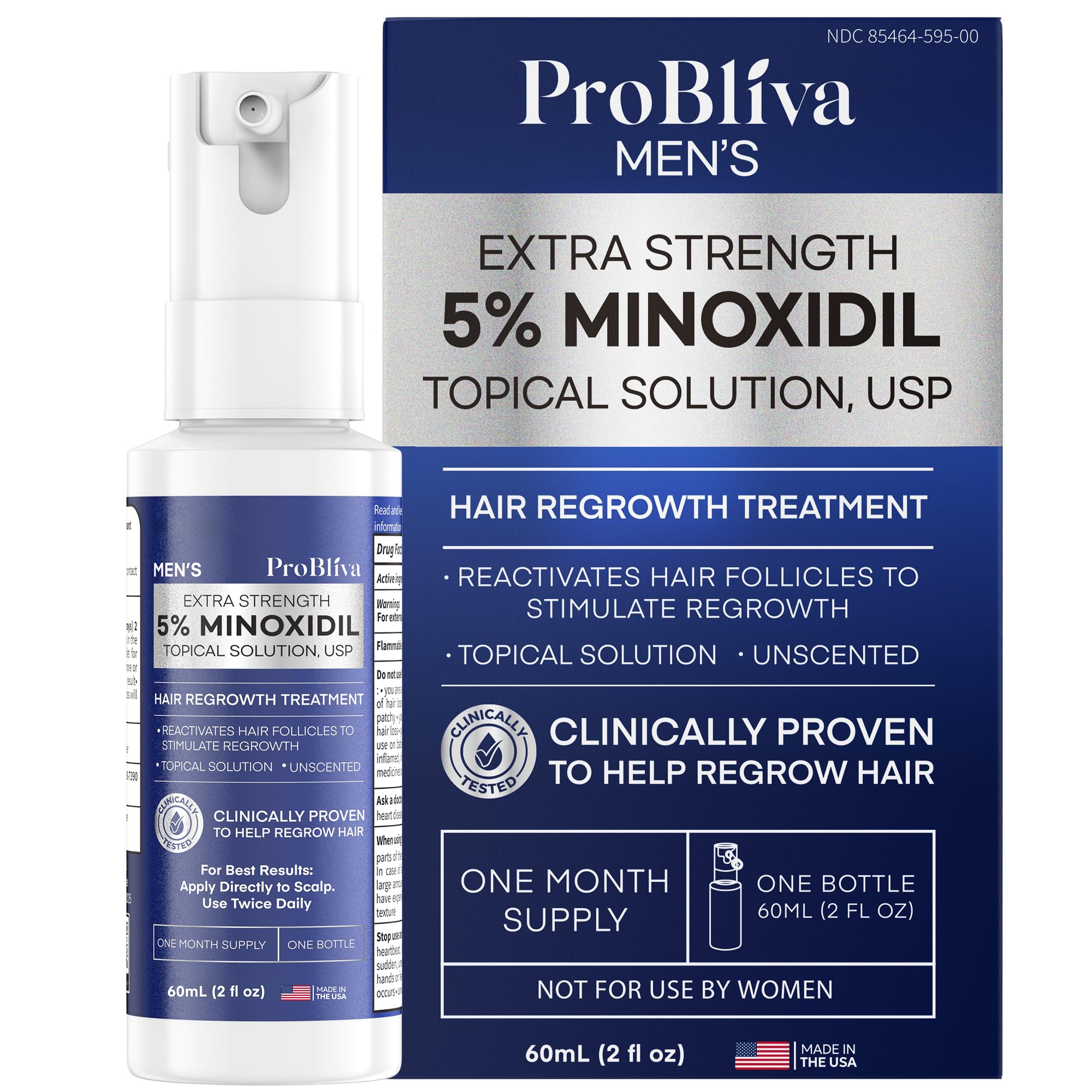 ProBliva 5% Minoxidil spray bottle for daily hair growth support.