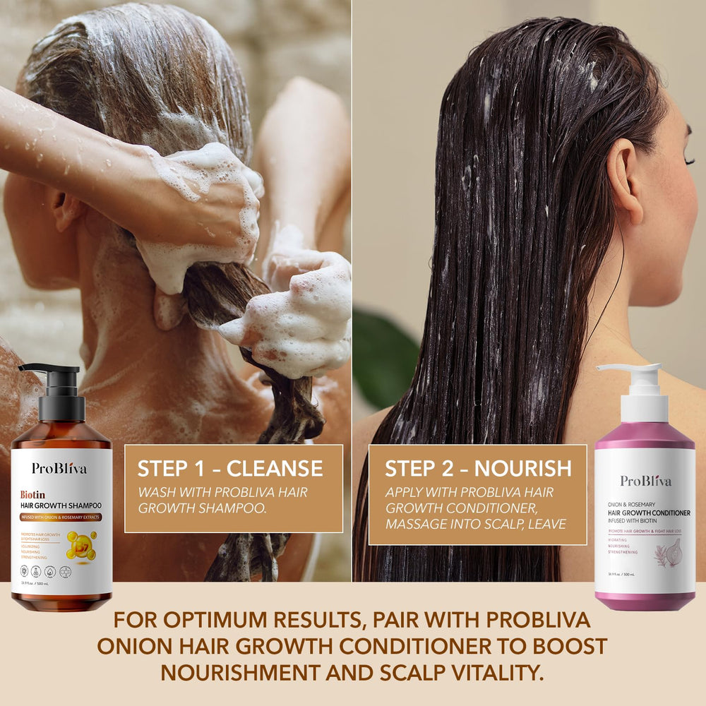 ProBliva Biotin Hair Growth Shampoo packaging safe for color-treated hair.