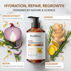 ProBliva Biotin Hair Growth Shampoo foamy lather demonstrates gentle cleansing.