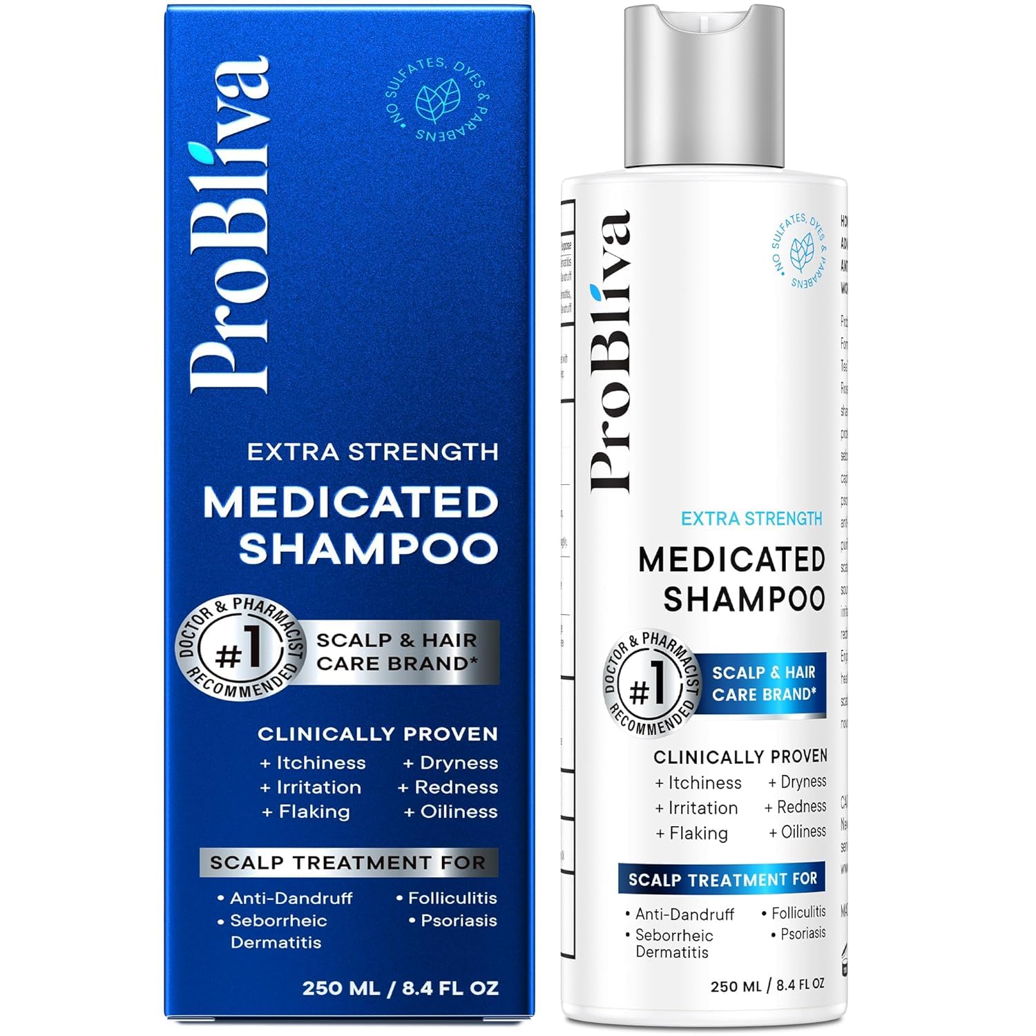 ProBliva medicated shampoo bottle ready for daily scalp care.