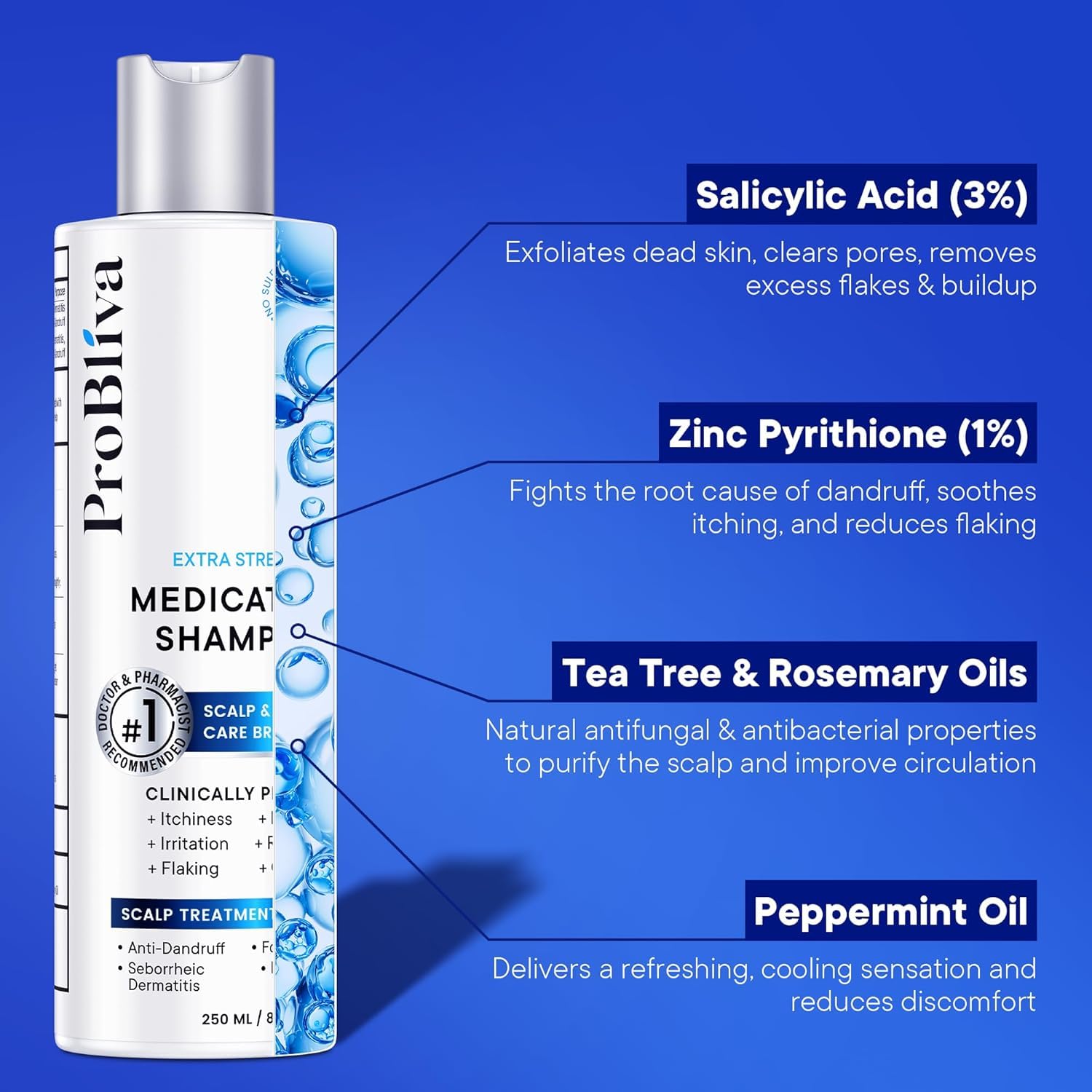 Shampoo on bathroom sink setup for routine scalp care.
