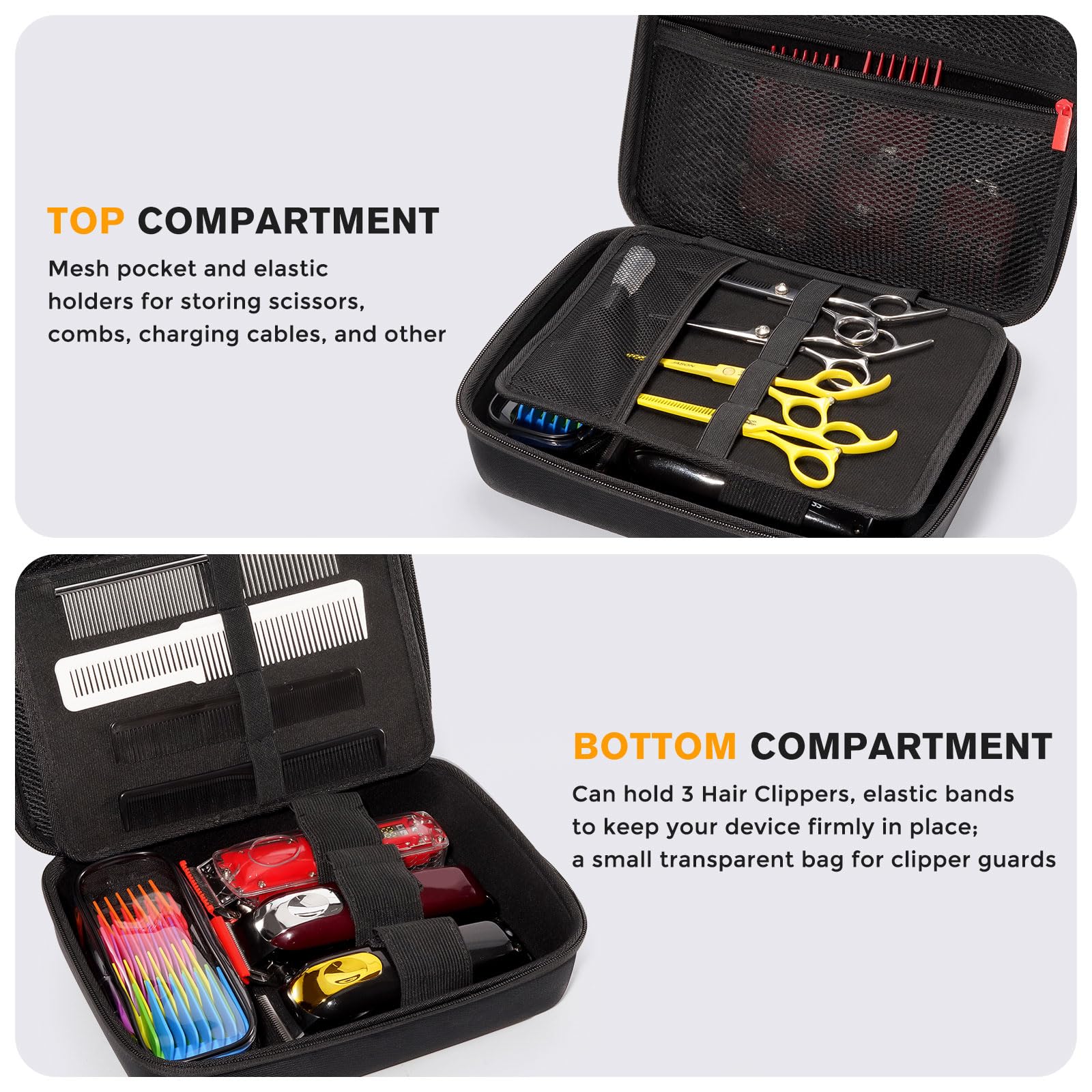 ProCase hard barber case interior with secure straps keeps clippers steady during transit.