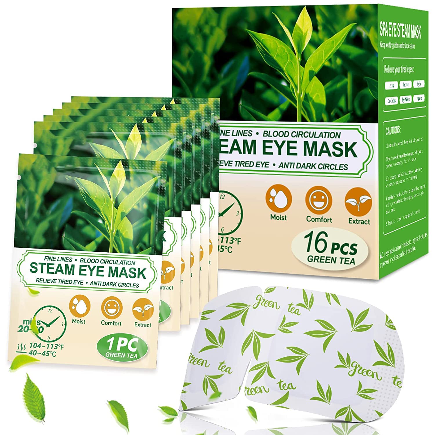 ProCIV Green Tea Steam Eye Mask pack for dry eye relief and relaxation