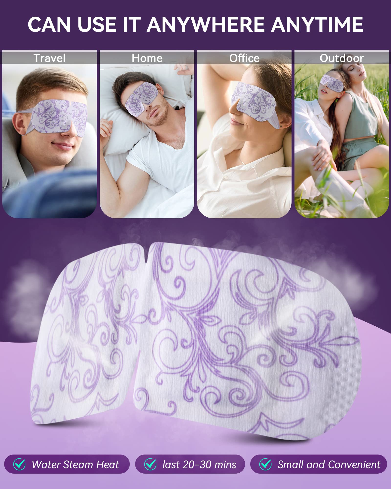 ProCIV Lavender Steam Eye Mask closeup reveals diamond mesh cotton fabric for skin comfort.