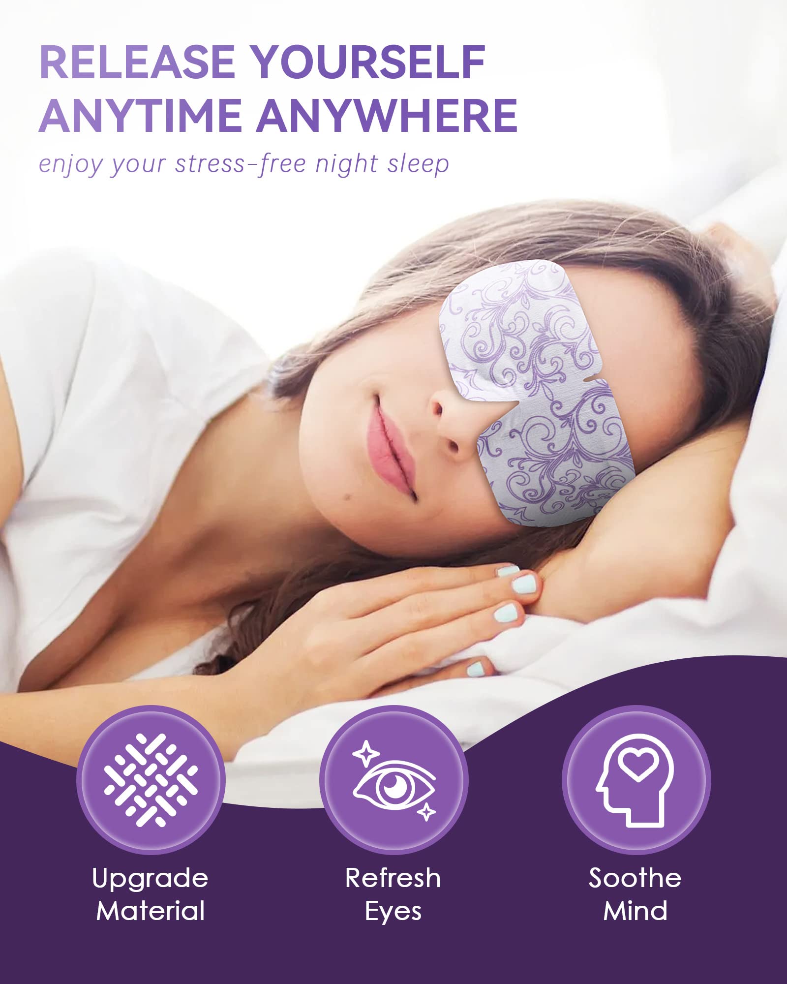 ProCIV Lavender Steam Eye Mask in-use during nap for relaxation and comfort.