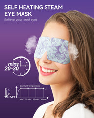 ProCIV Lavender Steam Eye Mask worn on face showing flexible ear hooks for comfort.