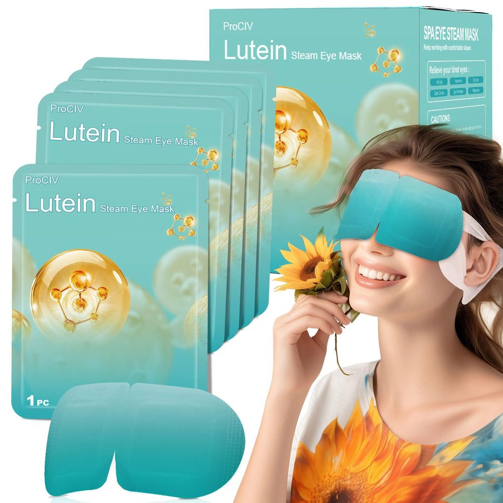 ProCIV lutein steam eye mask pack front view for travel relief
