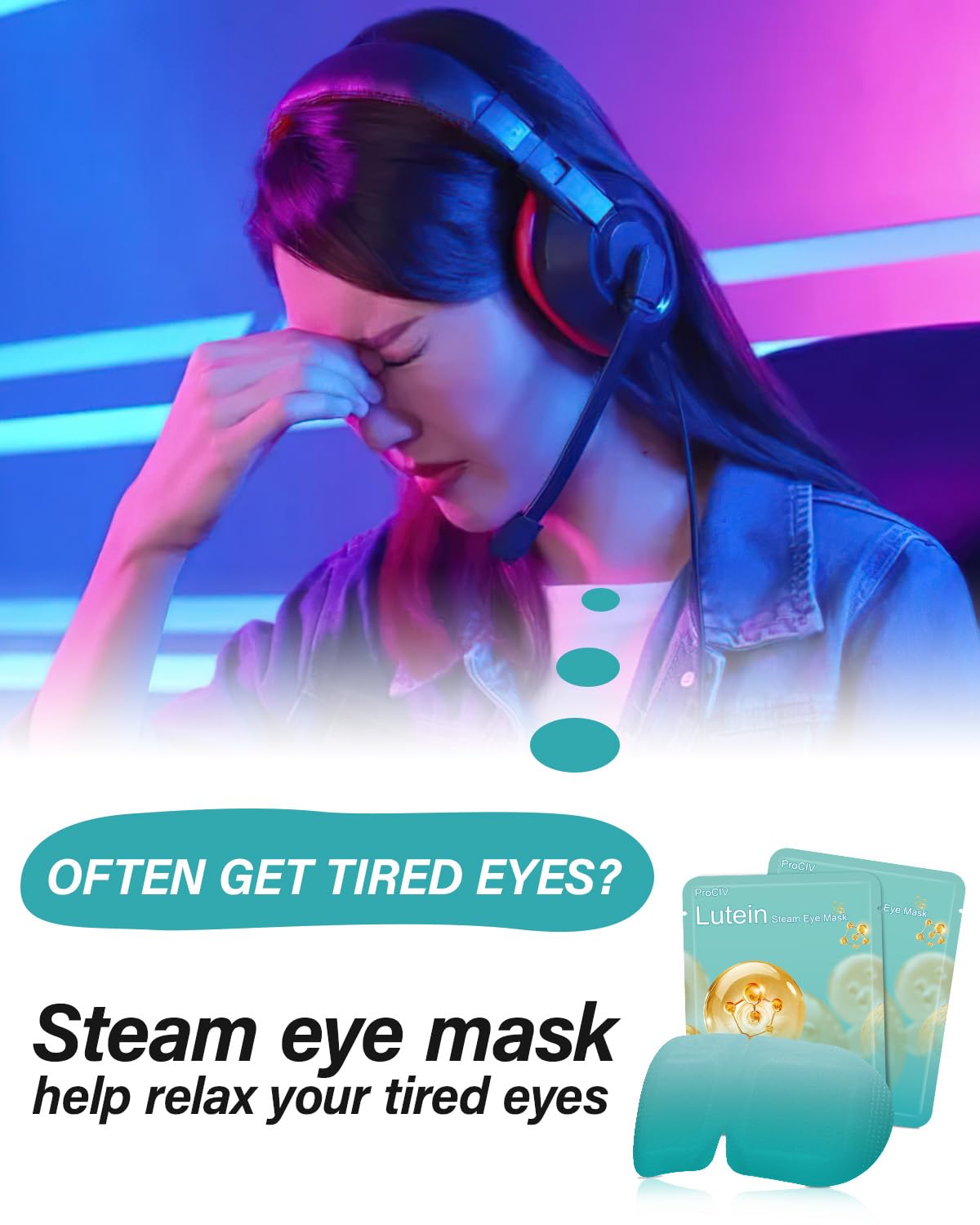 ProCIV lutein steam eye mask travel case ready for trips