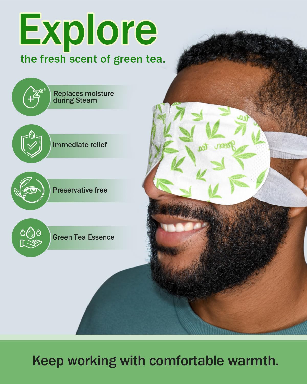 ProCIV self-heated eye mask close-up showing warmth and comfort for tired eyes
