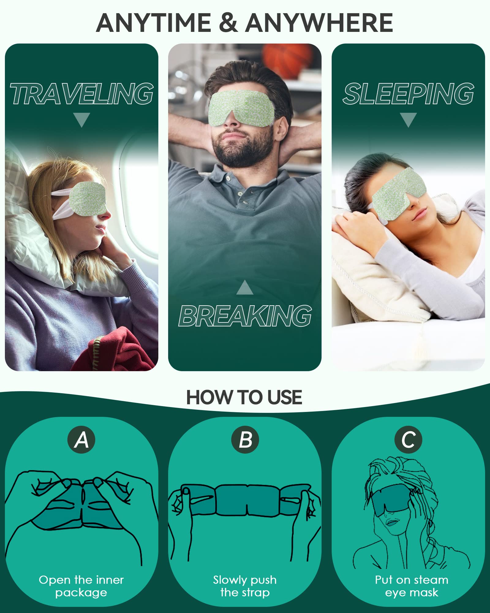 40-60 minutes of soothing moisture and warmth per session.