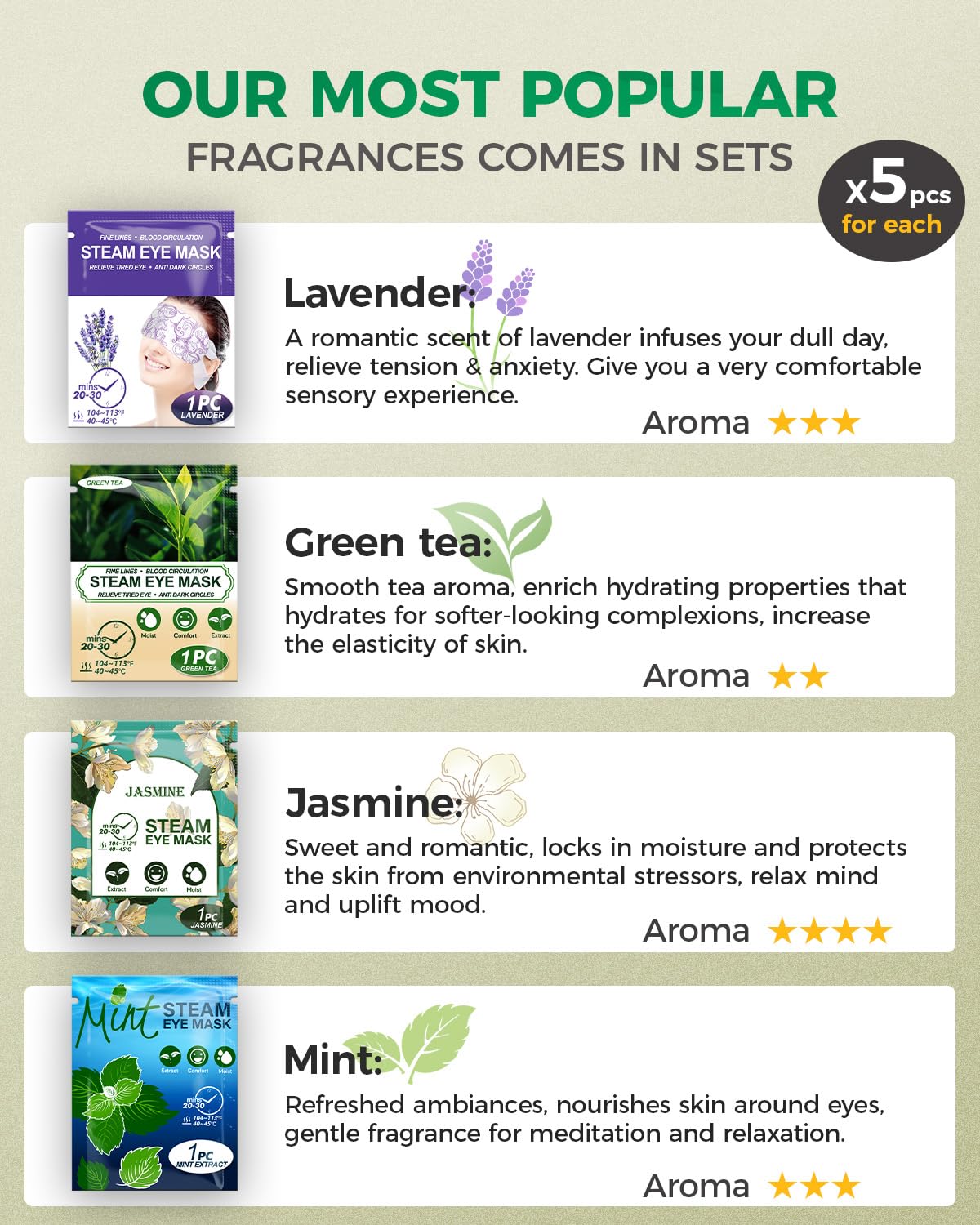 ProCIV steam eye mask Green Tea in a drawer box for refreshed eyes.