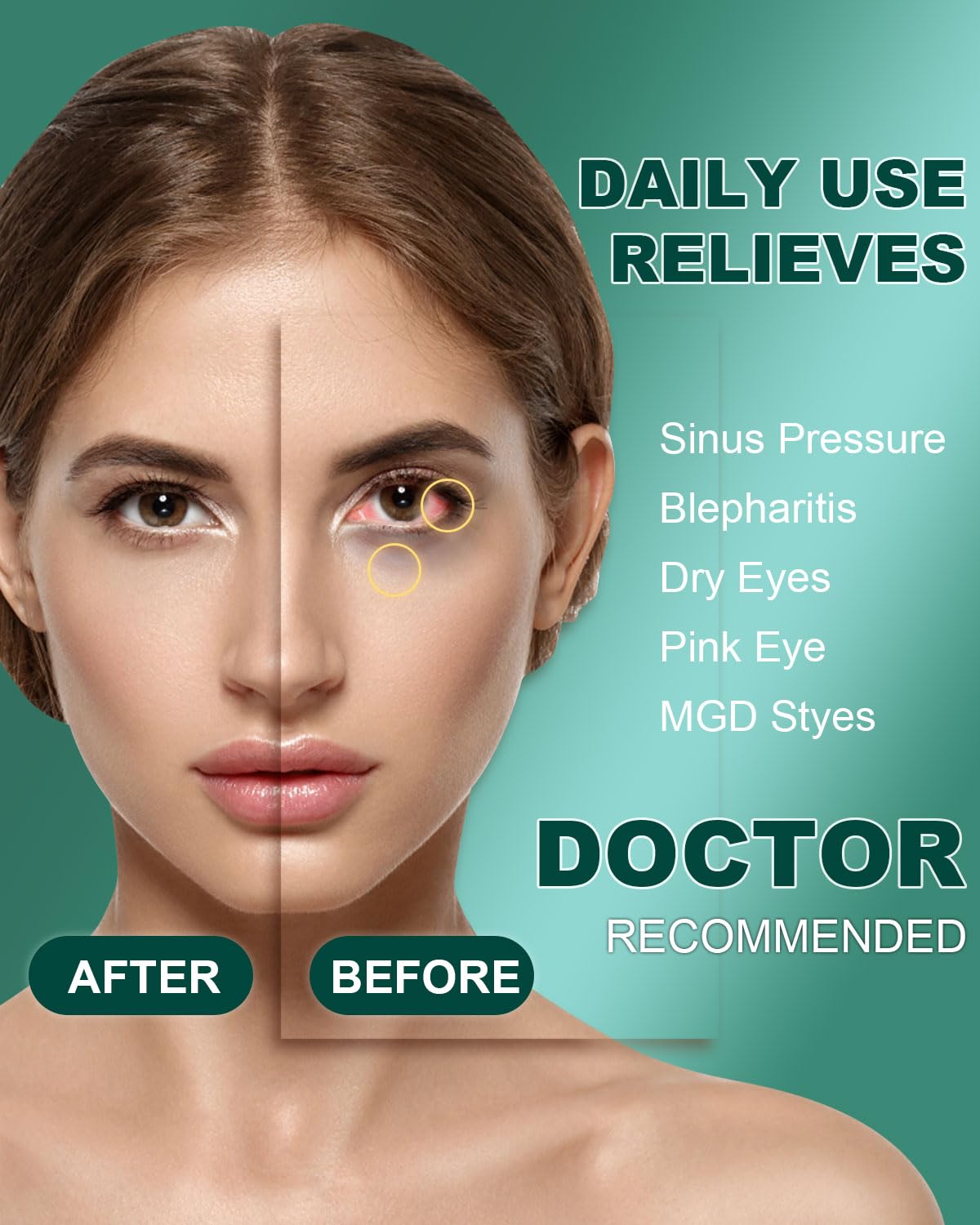 ProCIV steam eye mask worn on eyes with warming, soothing effect.