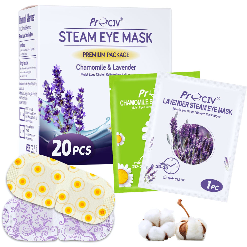 ProCIV steam eye mask pack open demonstrates convenient self-heating therapy
