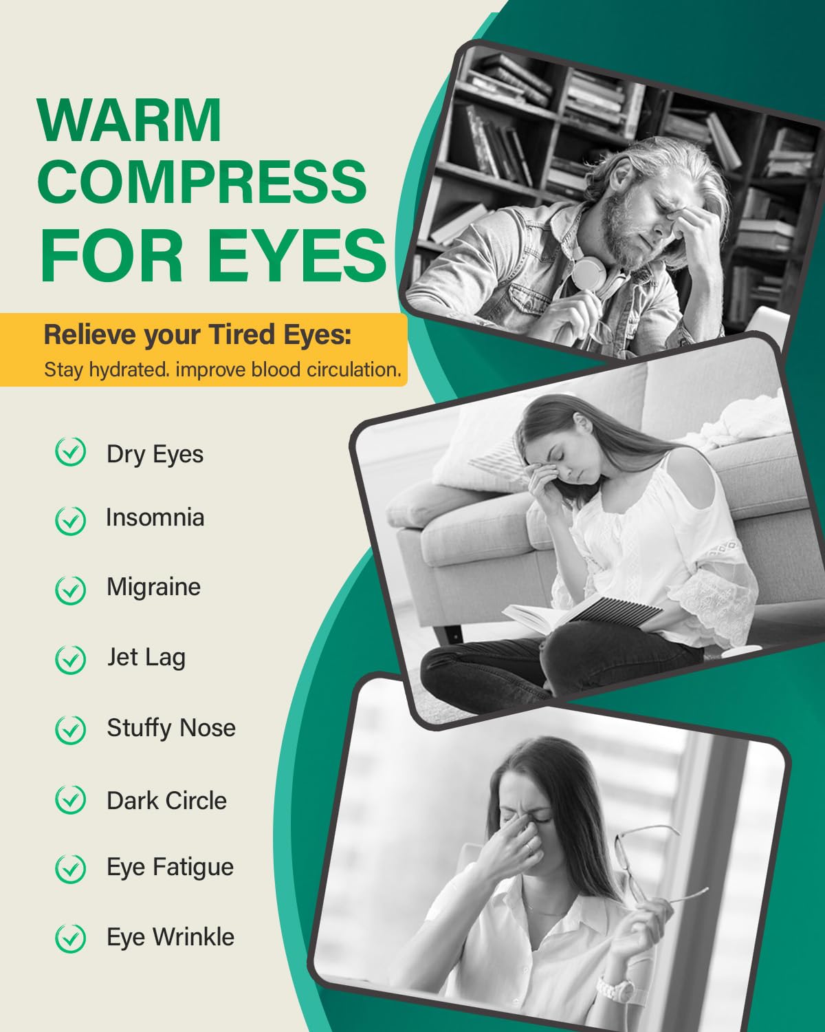 ProCIV steam eye mask Warm compress heats eyes for 20–30 minutes.