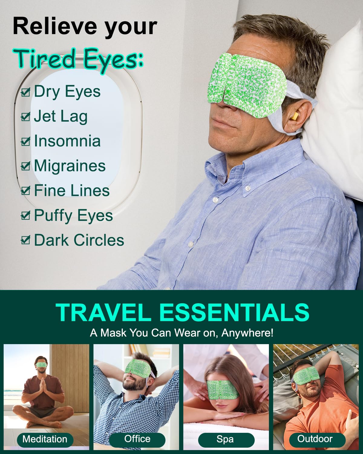ProCIV warm steam release eye mask demonstrates gentle heat for relaxation.