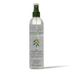 Proclaim Olive Spray On Glosser bottle front, delivering detangling ease and color-safe conditioning.