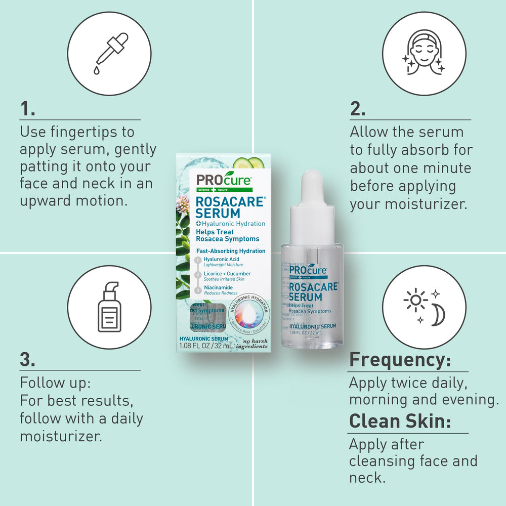 Licorice root and cucumber in Rosacare Serum soothe irritation.
