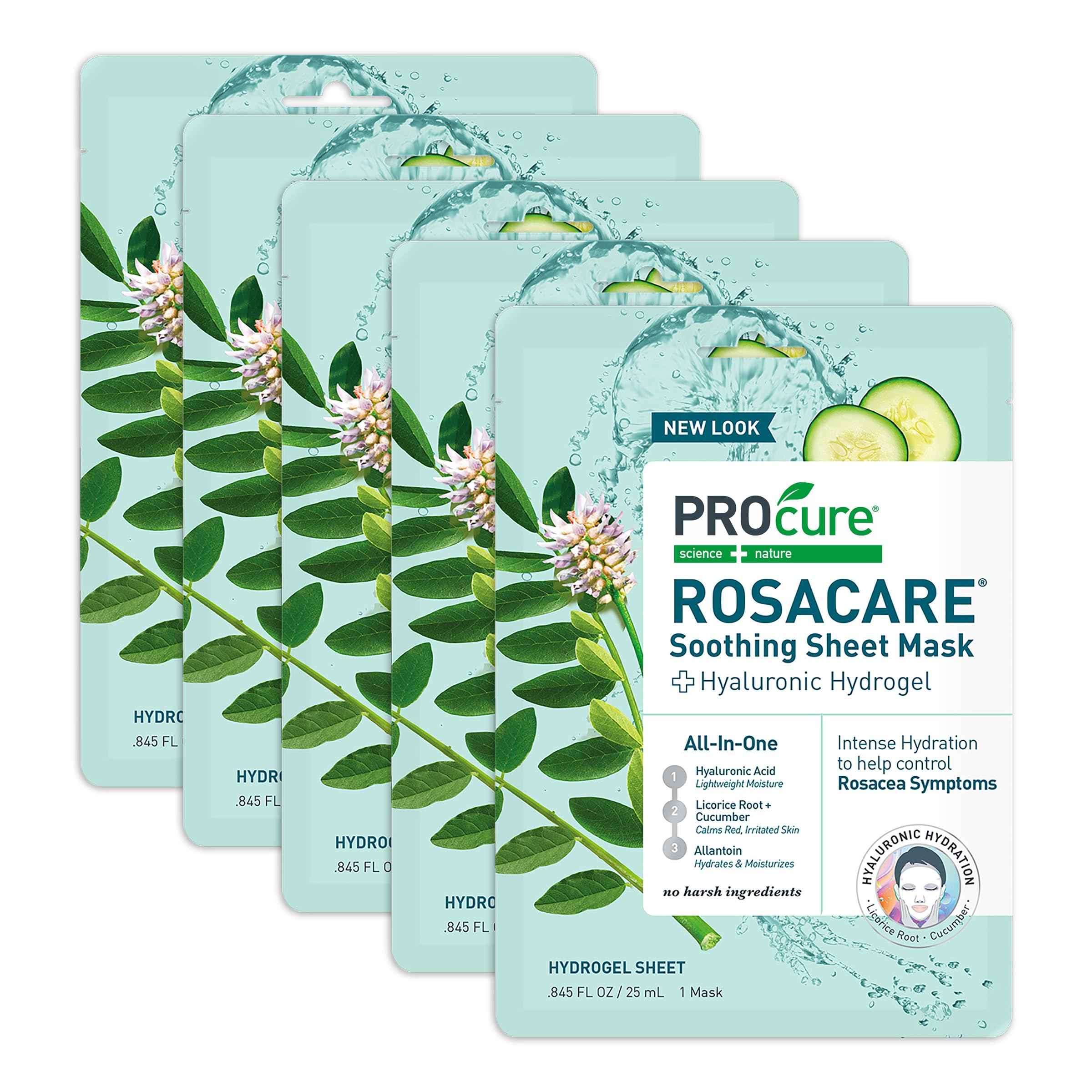PROcure Rosacare sheet mask pack 5 hydrates and calms irritated rosacea-prone skin