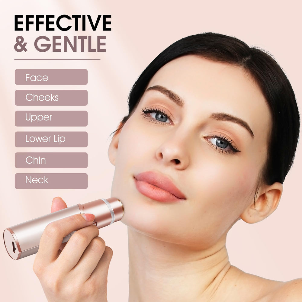 Profeir electric face razor close-up in rose gold for precise peach fuzz removal.