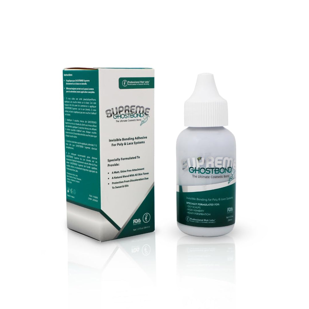GhostBond Supreme bottle demonstrates strong waterproof wig adhesive for all-day wear