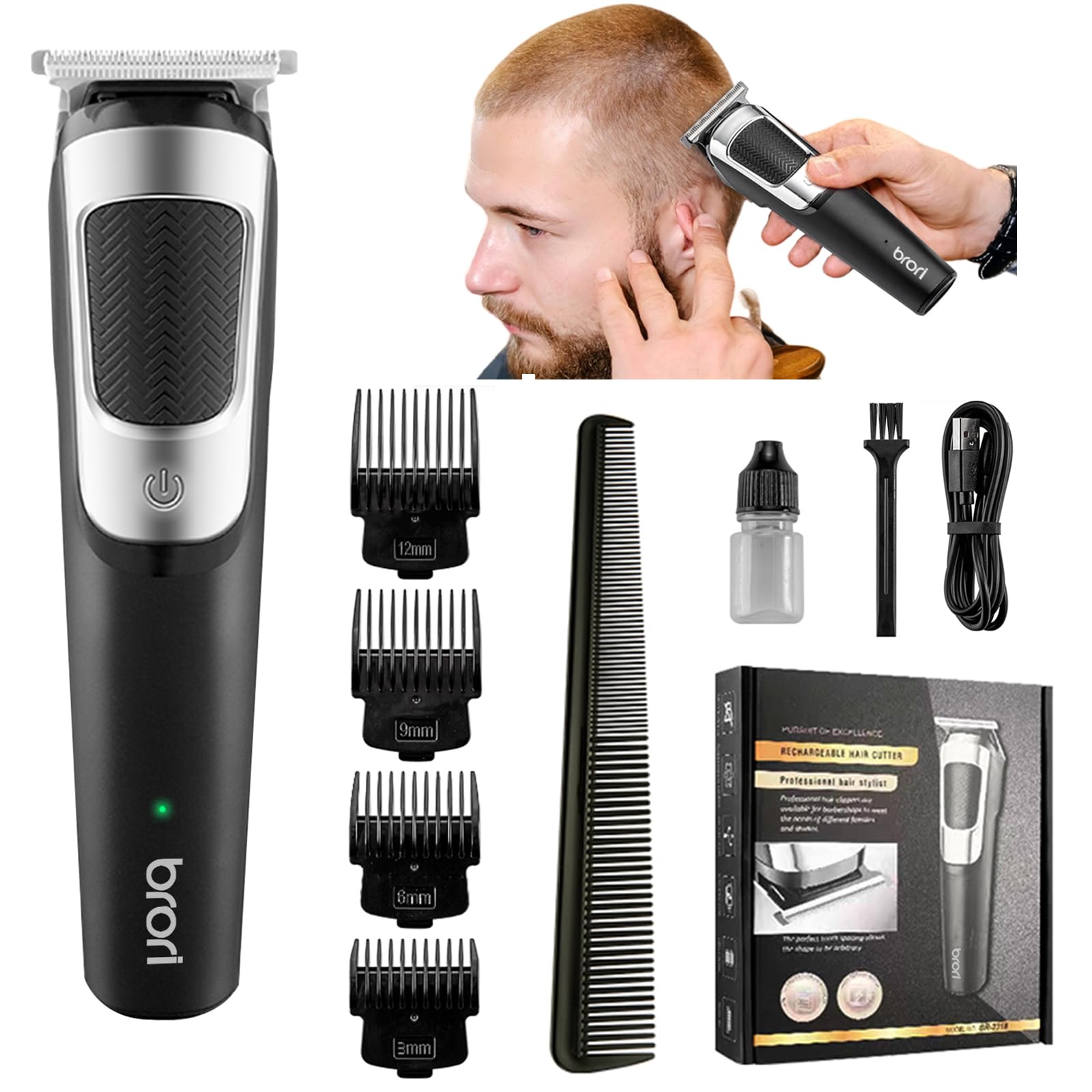 Professional Hair Trimmer for Men cordless use close-up for convenient home grooming