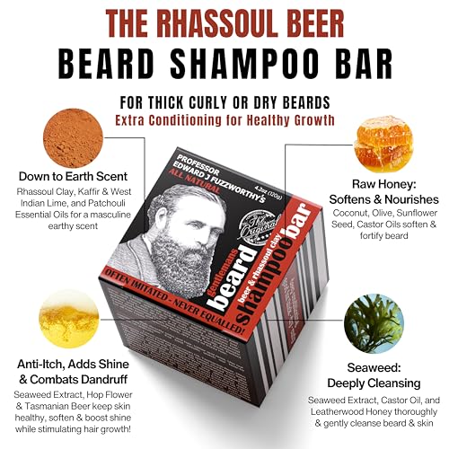 Close-up of rich lather from Professor Fuzzworthy's beard shampoo bar for thorough cleansing.