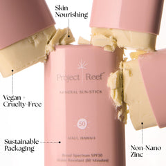 Project Reef SPF 50 mineral sunscreen stick twist mechanism enables easy, mess-free reapplication.
