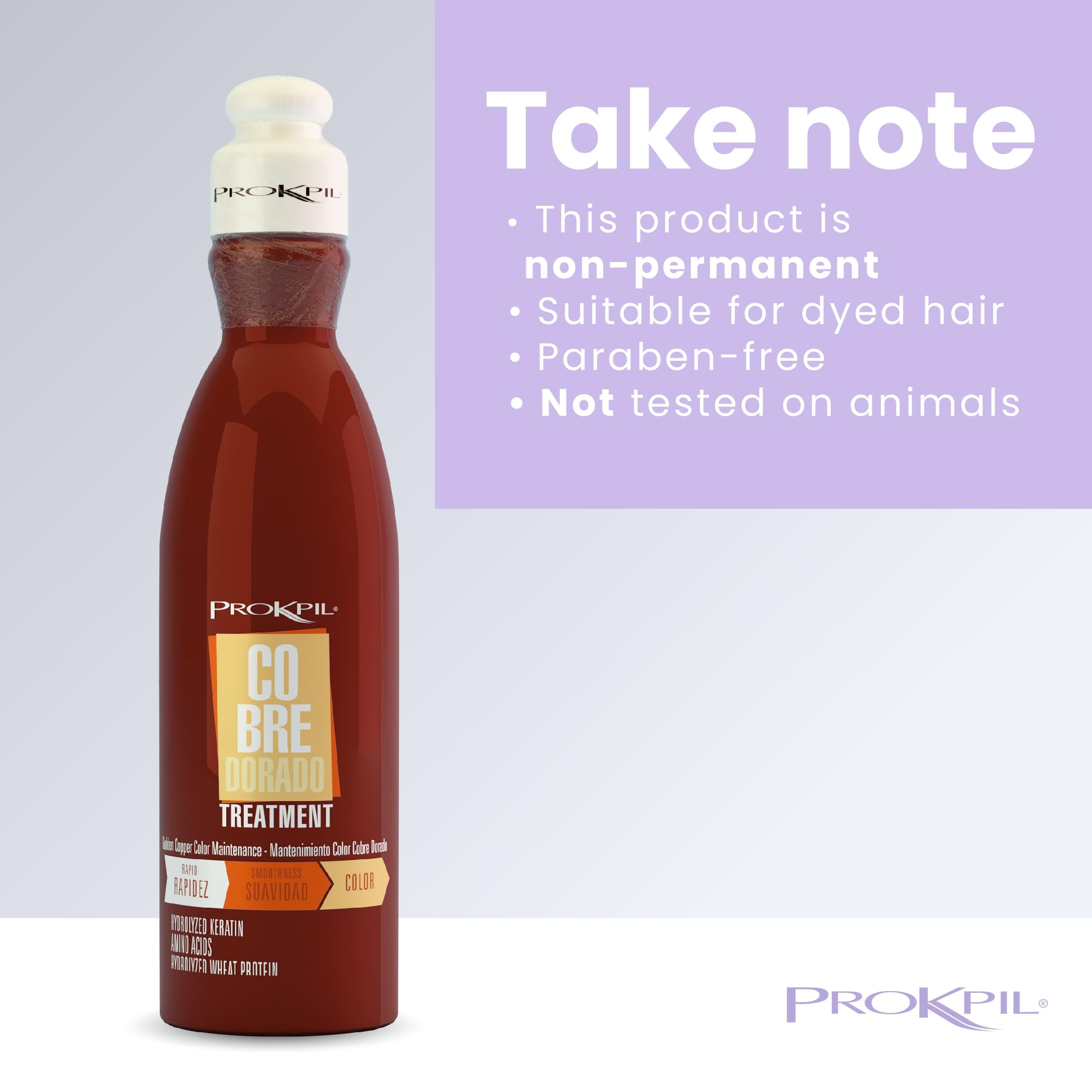 Prokpil Golden Copper Mask protects hair from environment while maintaining hue vibrancy.