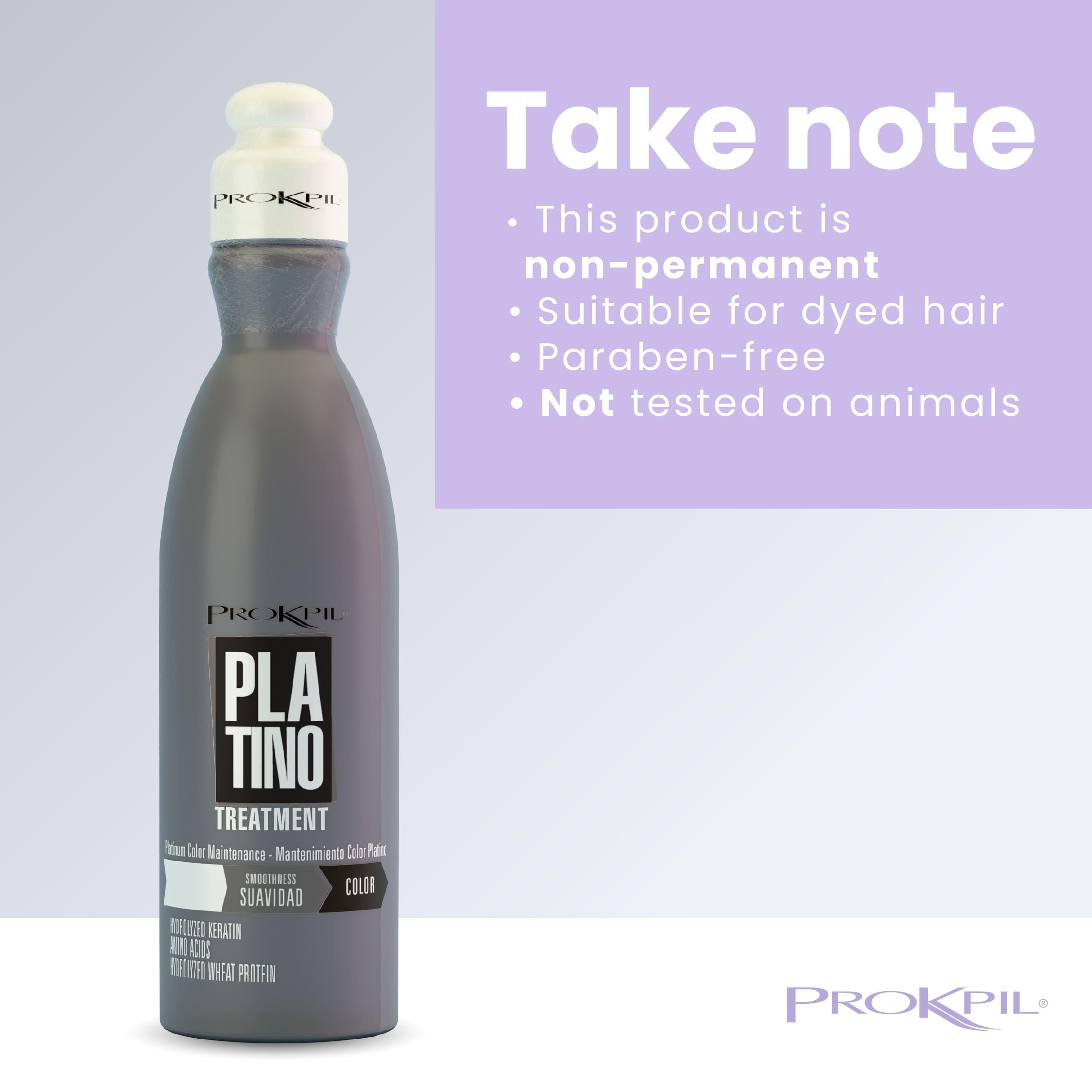 Prokpil Treatment Platinum Mask color-dispersion on hair reveals enhanced platinum reflections.