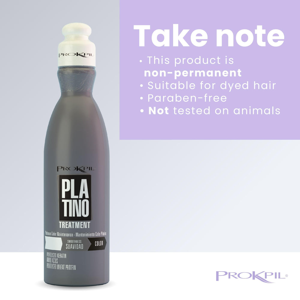 Prokpil Treatment Platinum Mask color-dispersion on hair reveals enhanced platinum reflections.
