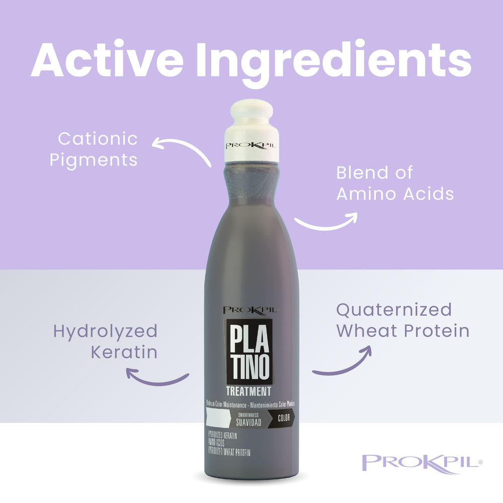 Prokpil Treatment Platinum Mask color-retention swatch hints at long-lasting shine.