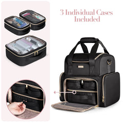 Prokva Large Cosmetic Bag bottom large case provides ample space for palettes