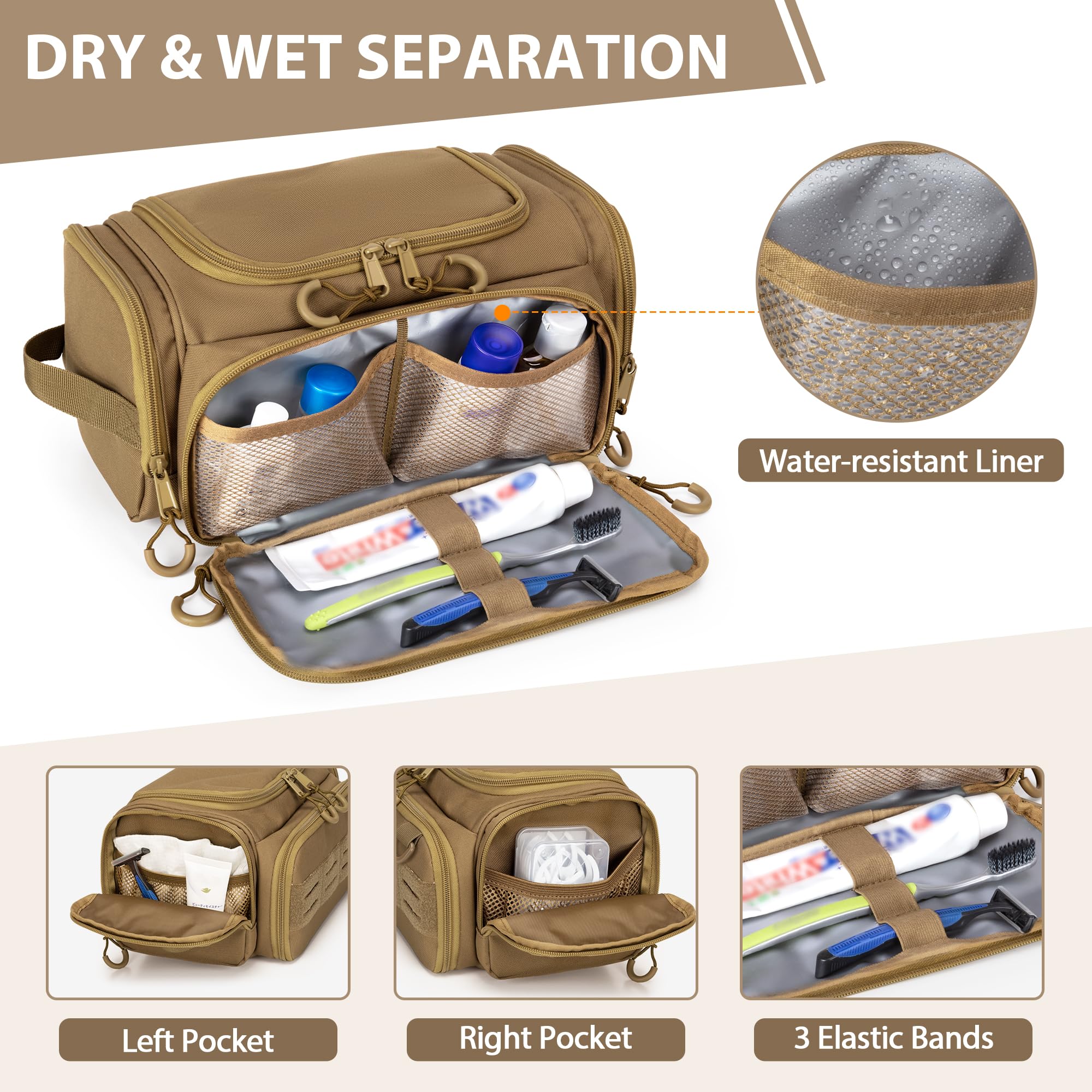Prokva Dopp Kit elastic pouches keep perfume and travel-size items organized.