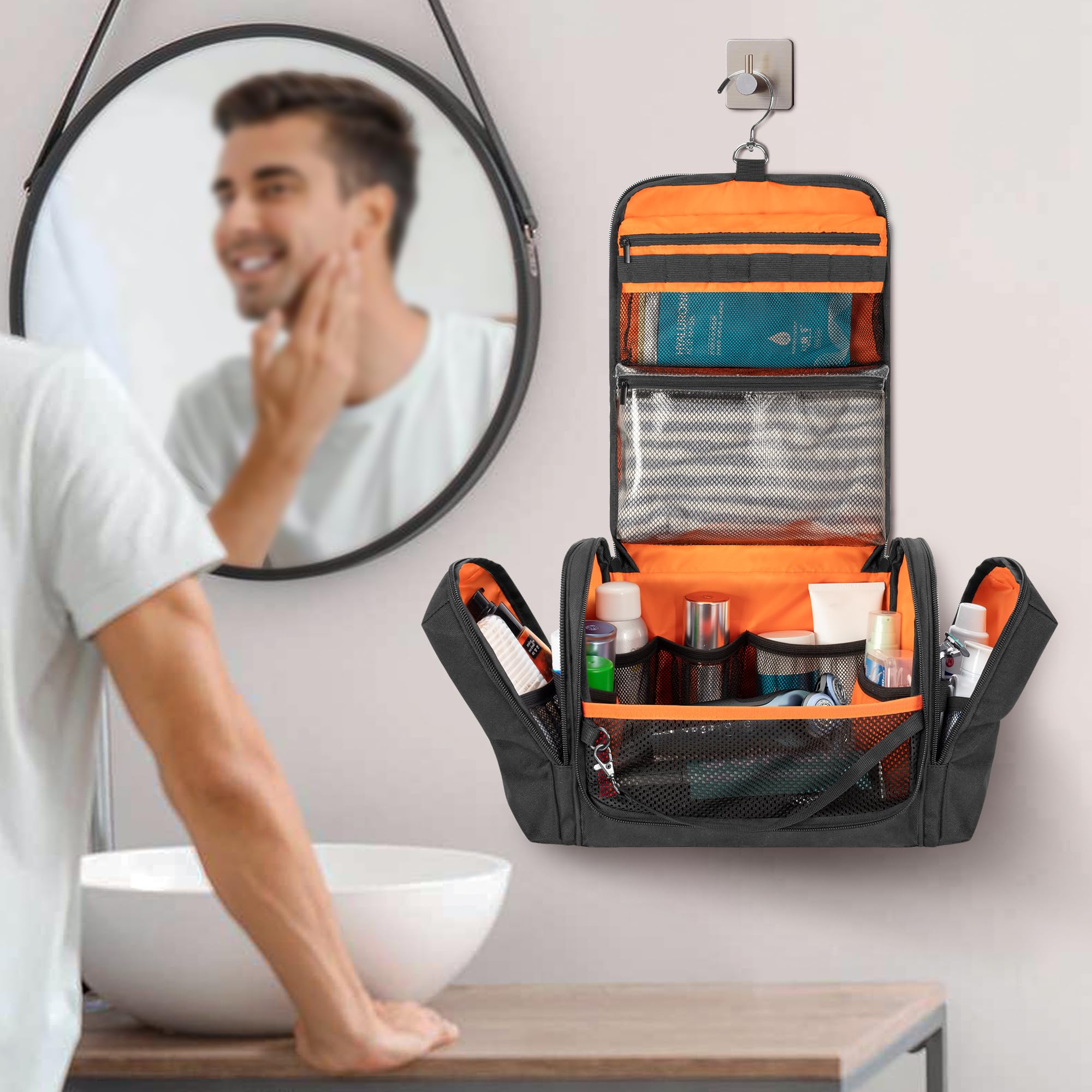 Prokva Dopp Kit organization with five elastic pouches keeps essentials neatly separated during trips