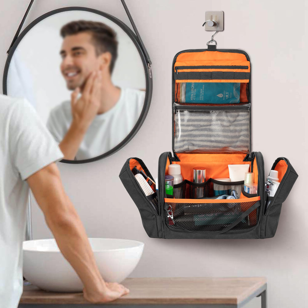 Prokva Dopp Kit organization with five elastic pouches keeps essentials neatly separated during trips