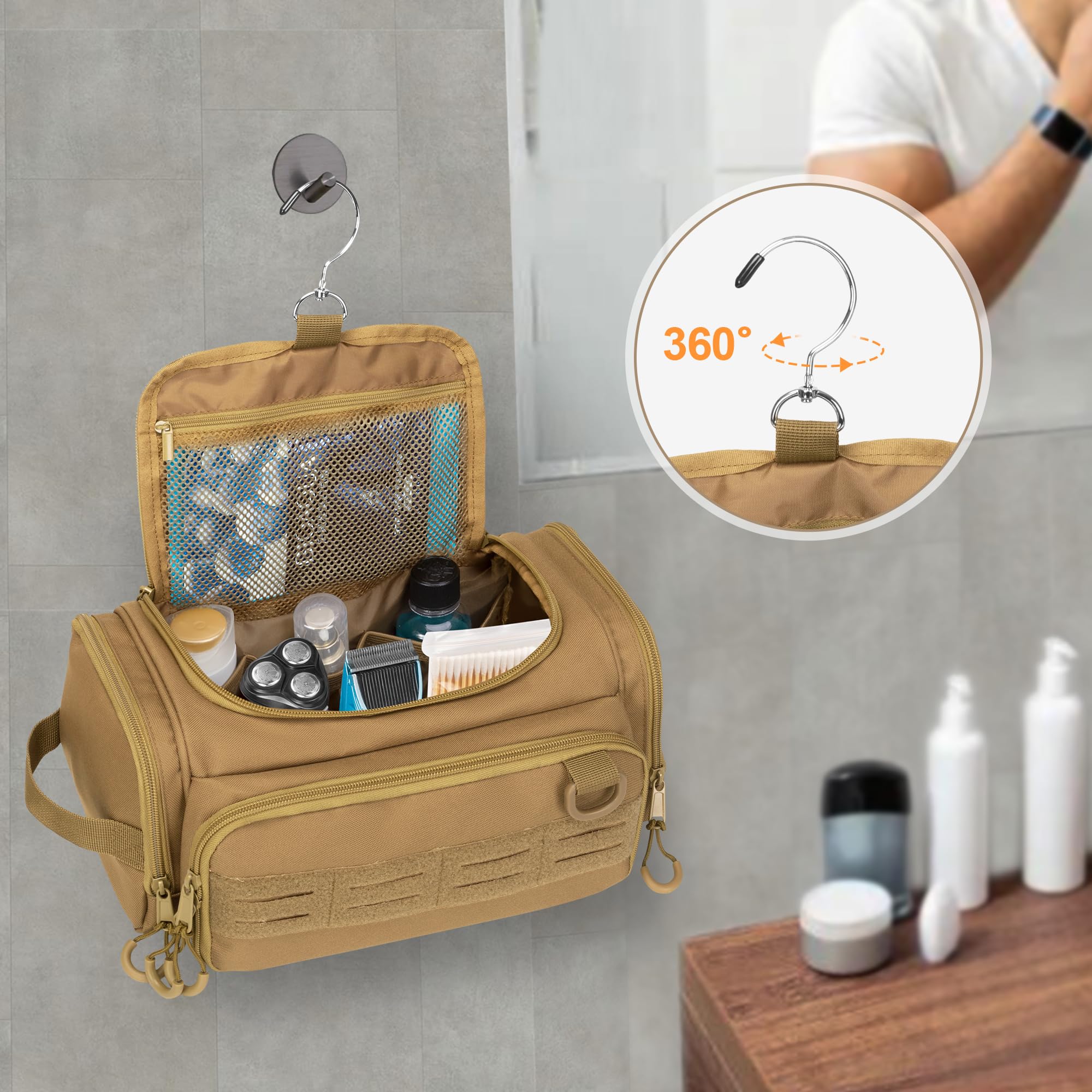 Prokva toiletry bag side carry handle for easy grab-and-go transport.