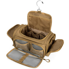 Prokva Tactical Toiletry Bag with hanging hook enables quick access on the go.