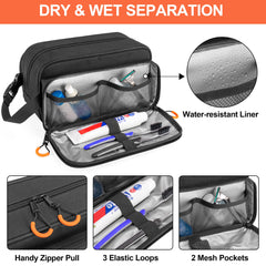 Prokva toiletry bag with water-resistant lining for simple cleaning after travel.