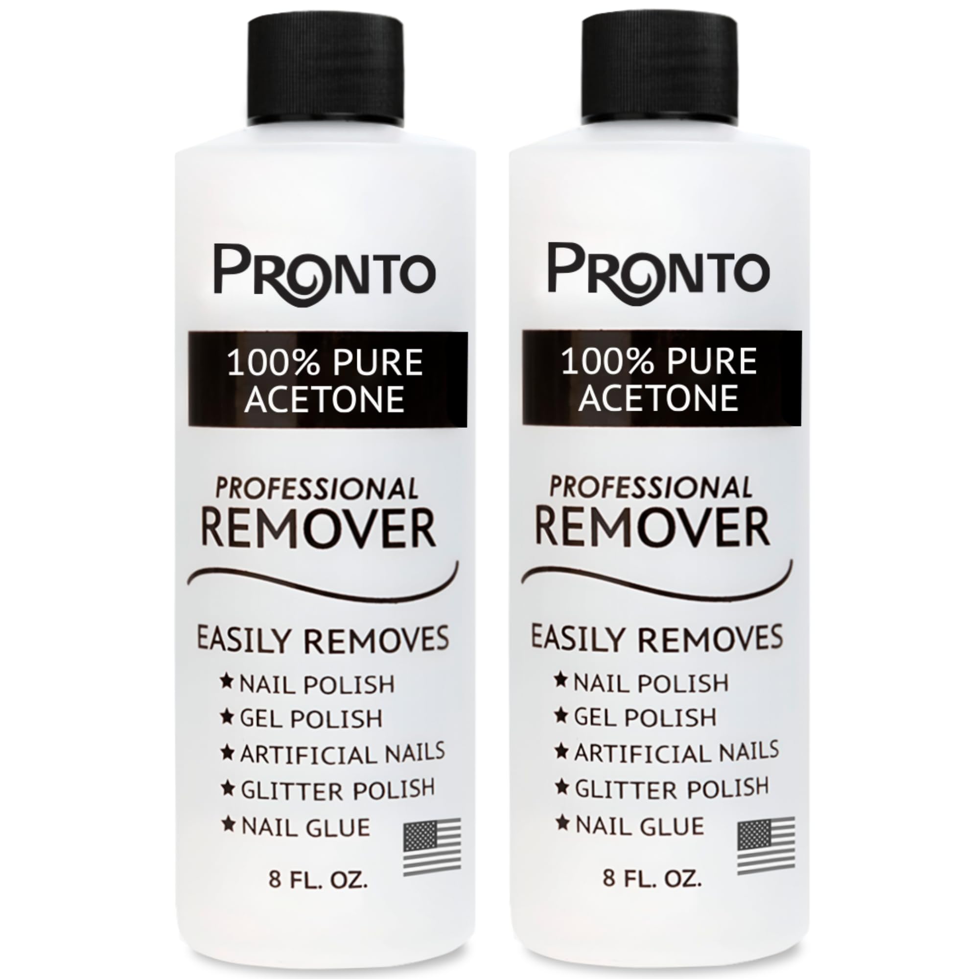 Pronto acetone remover bottle pouring for fast gel polish removal