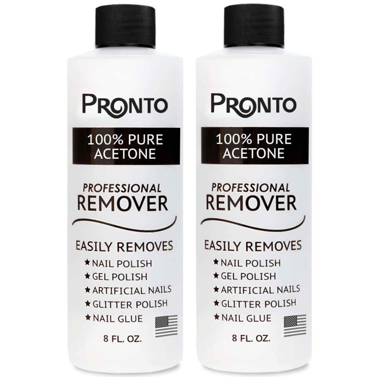 Pronto acetone remover bottle pouring for fast gel polish removal