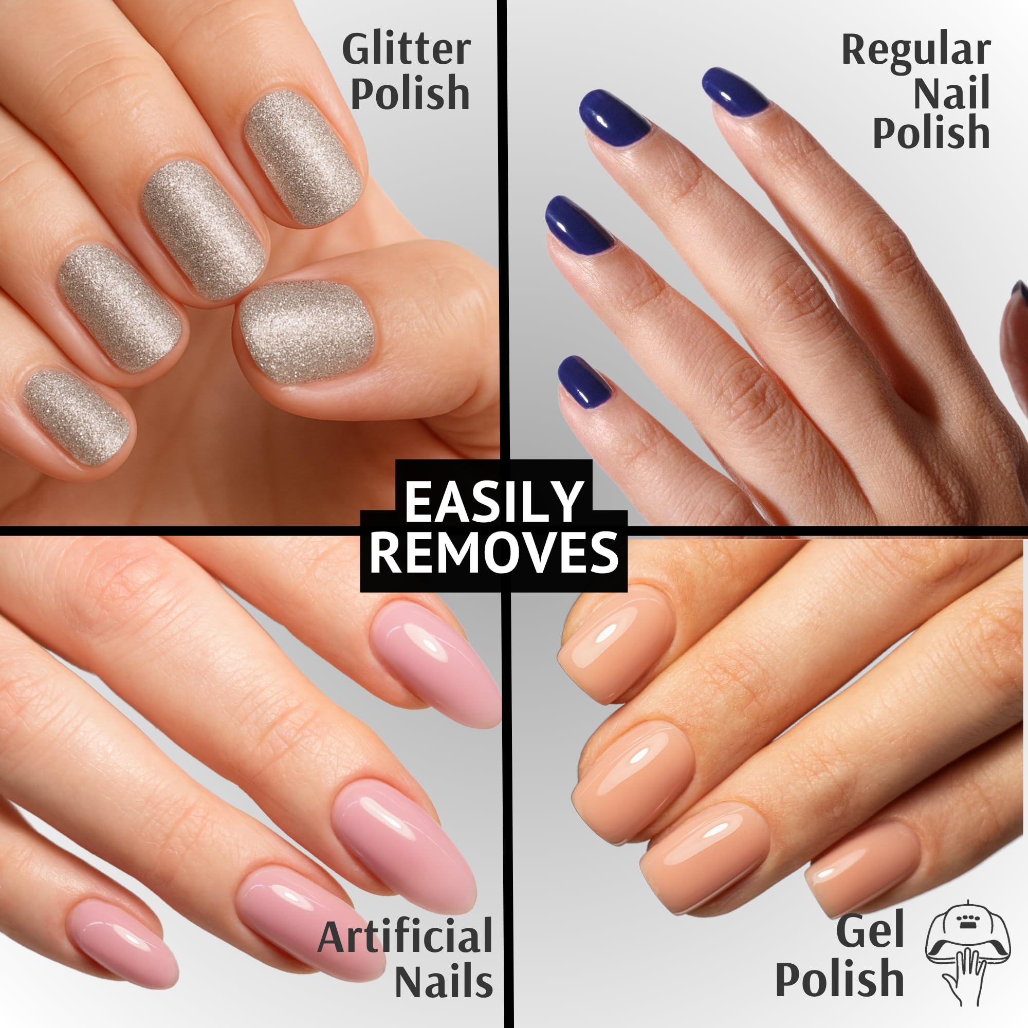 Pronto acetone remover cotton ball swipe removing glitter polish
