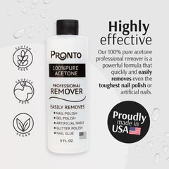 Pronto gel remover with cotton pad enables quick, precise polish and glitter removal