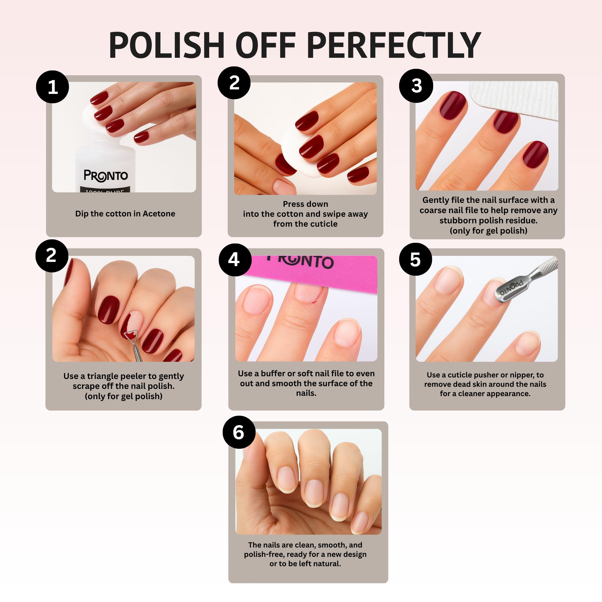 Pronto nail scraper tool for effective prep and polish removal