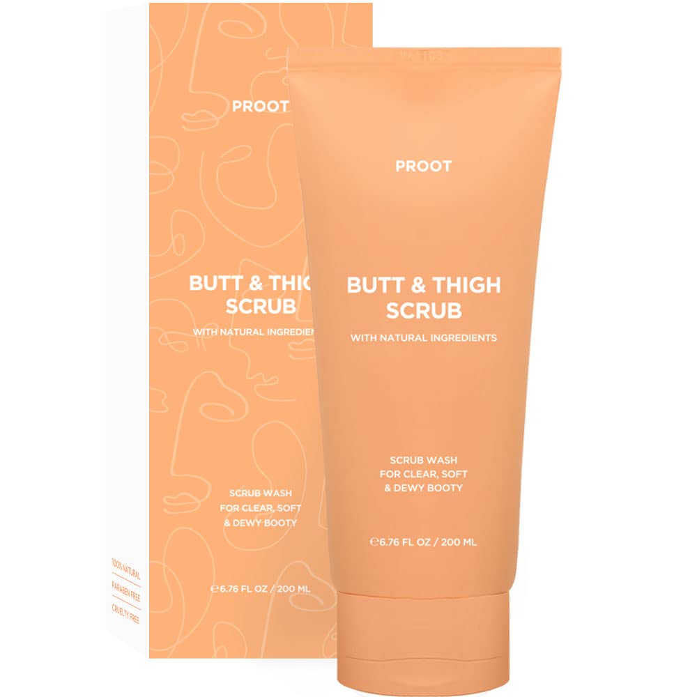PROOT Butt Scrub Wash bottle shown for deep cleansing and smoother skin