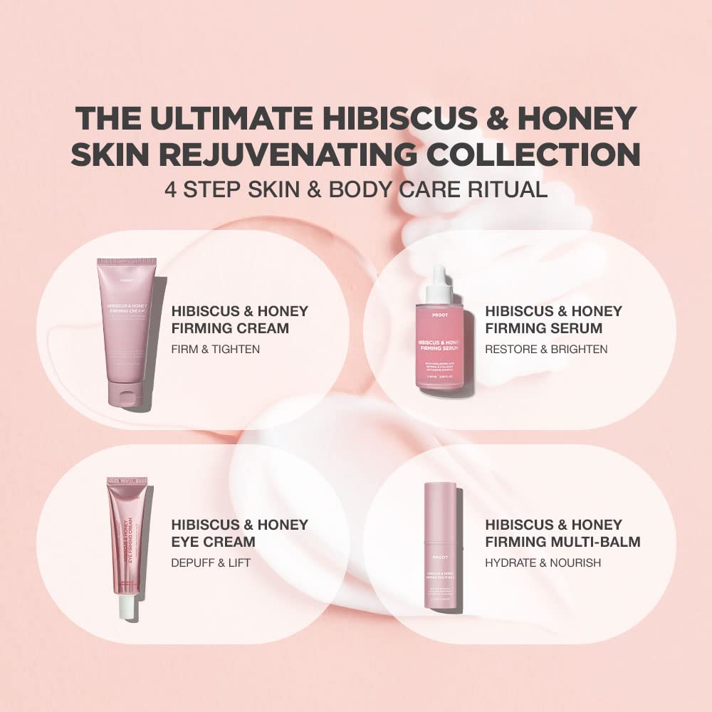 PROOT Hibiscus and Honey Cream neck application demonstrates smooth, hydrated skin.
