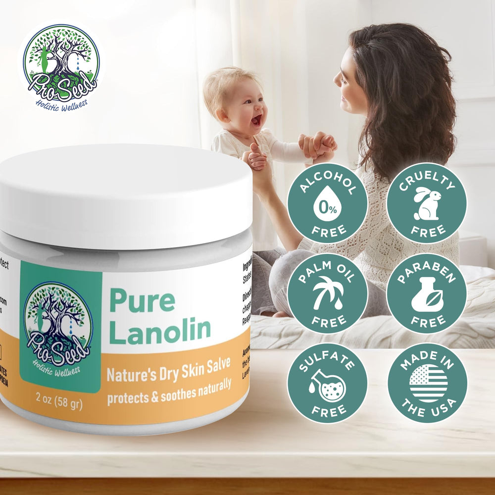 ProSeed lanolin cream swirl demonstrating rich texture for quick nourishment of cracked areas.