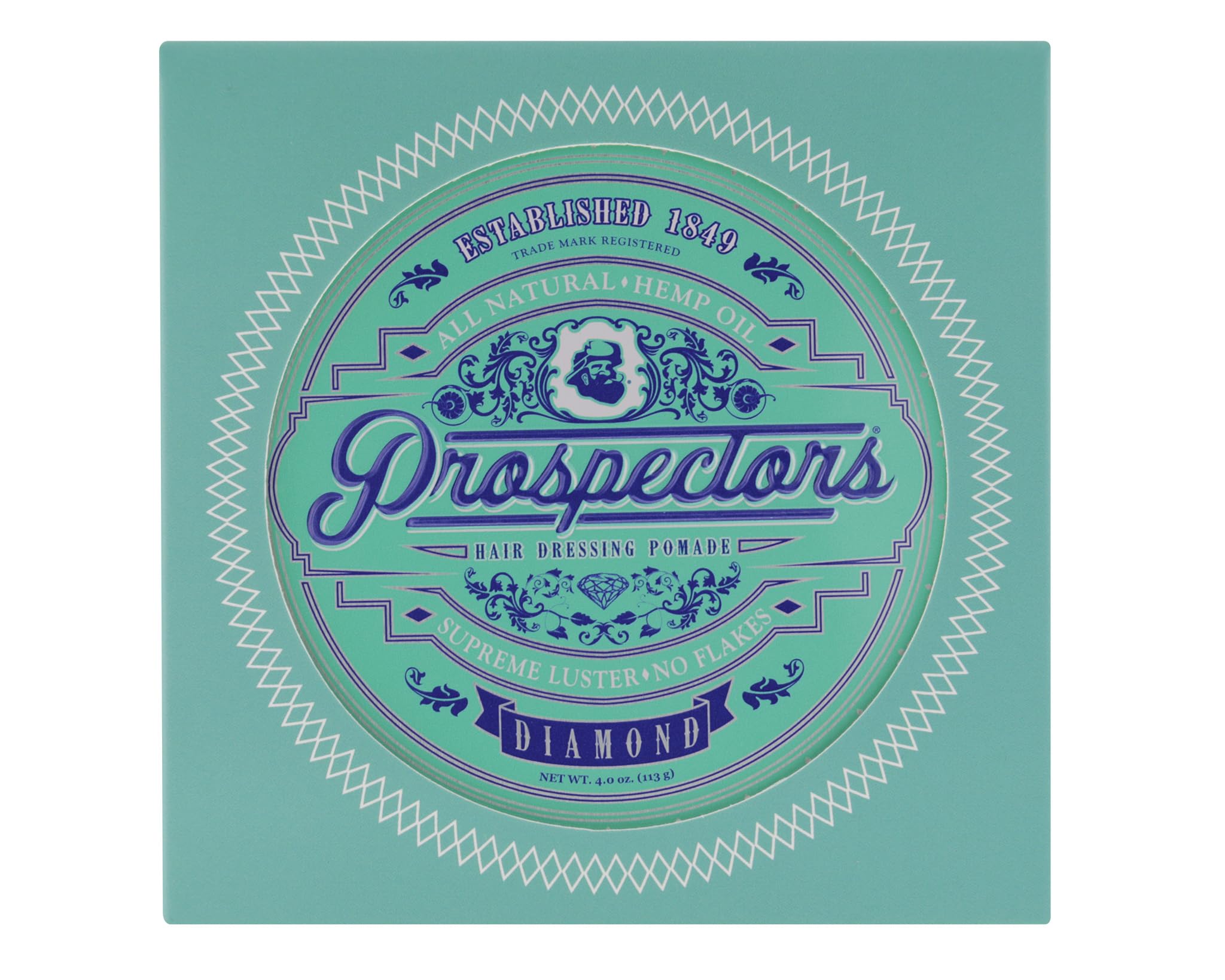 PROSPECTORS Diamond Hair Pomade jar side highlights compact packaging for on-the-go grooming.
